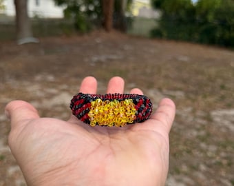 Elegua Oshun Beaded Bracelet – Red Black Yellow Handmade Jewelry