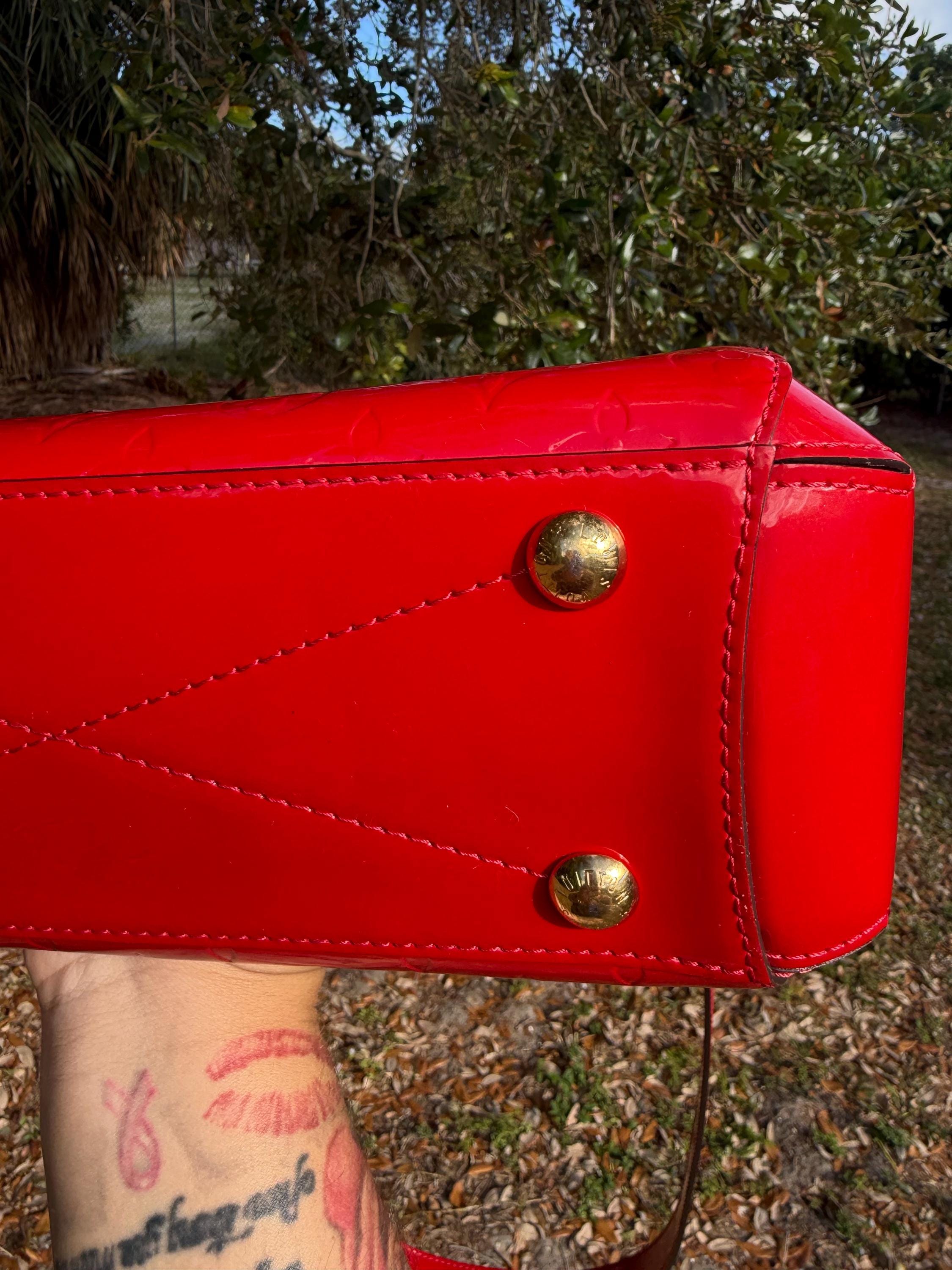 Authentic Louis Vuitton Hand Bag Montaigne BB Red Vernis - Etsy