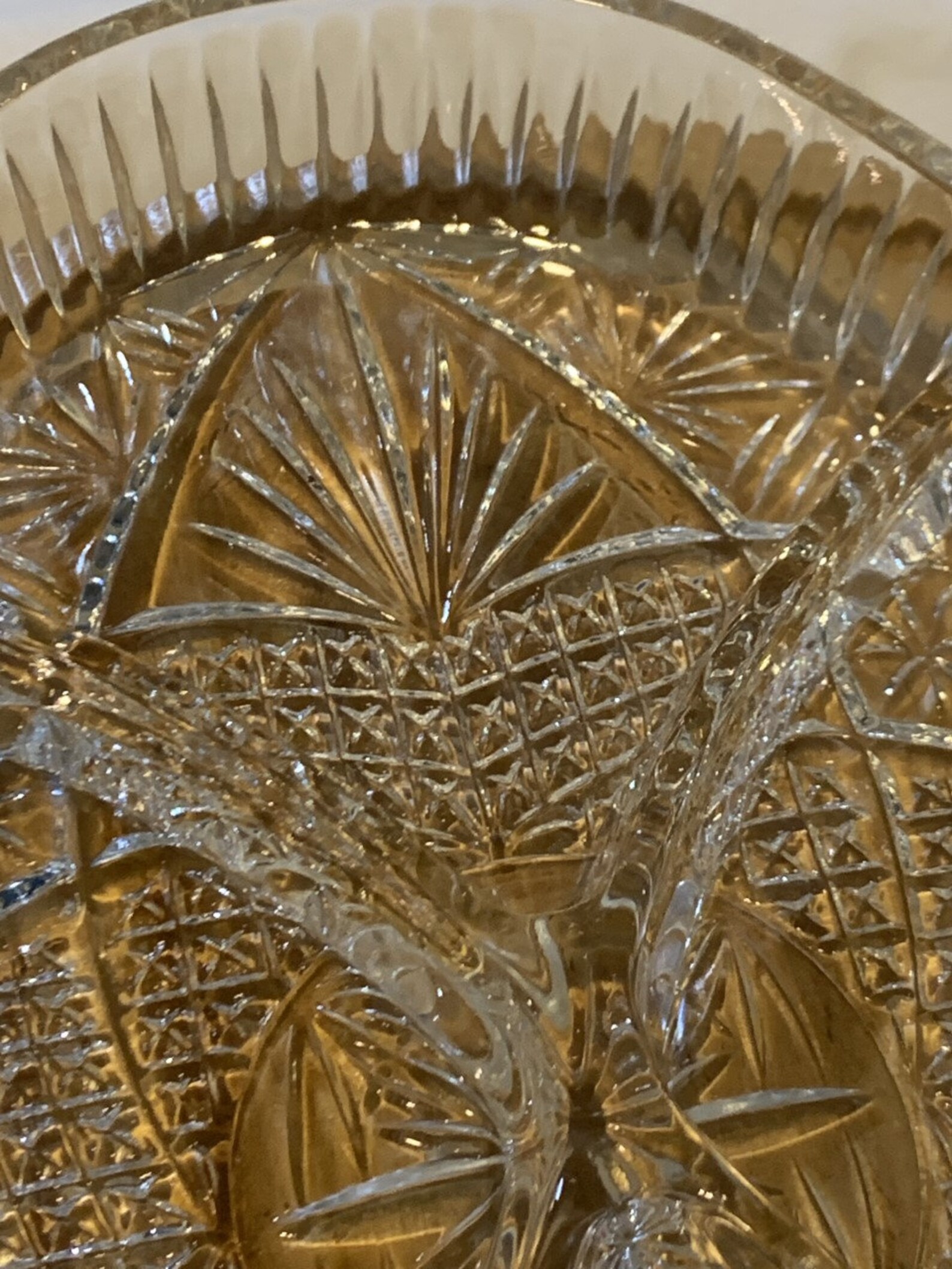 4 section cut glass crystal relish dish/serving tray vintage Etsy