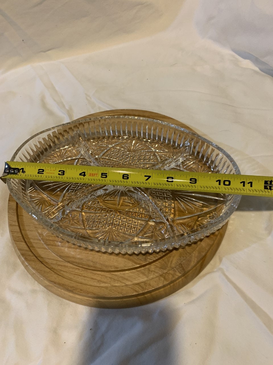 4 section cut glass crystal relish dish/serving tray vintage Etsy
