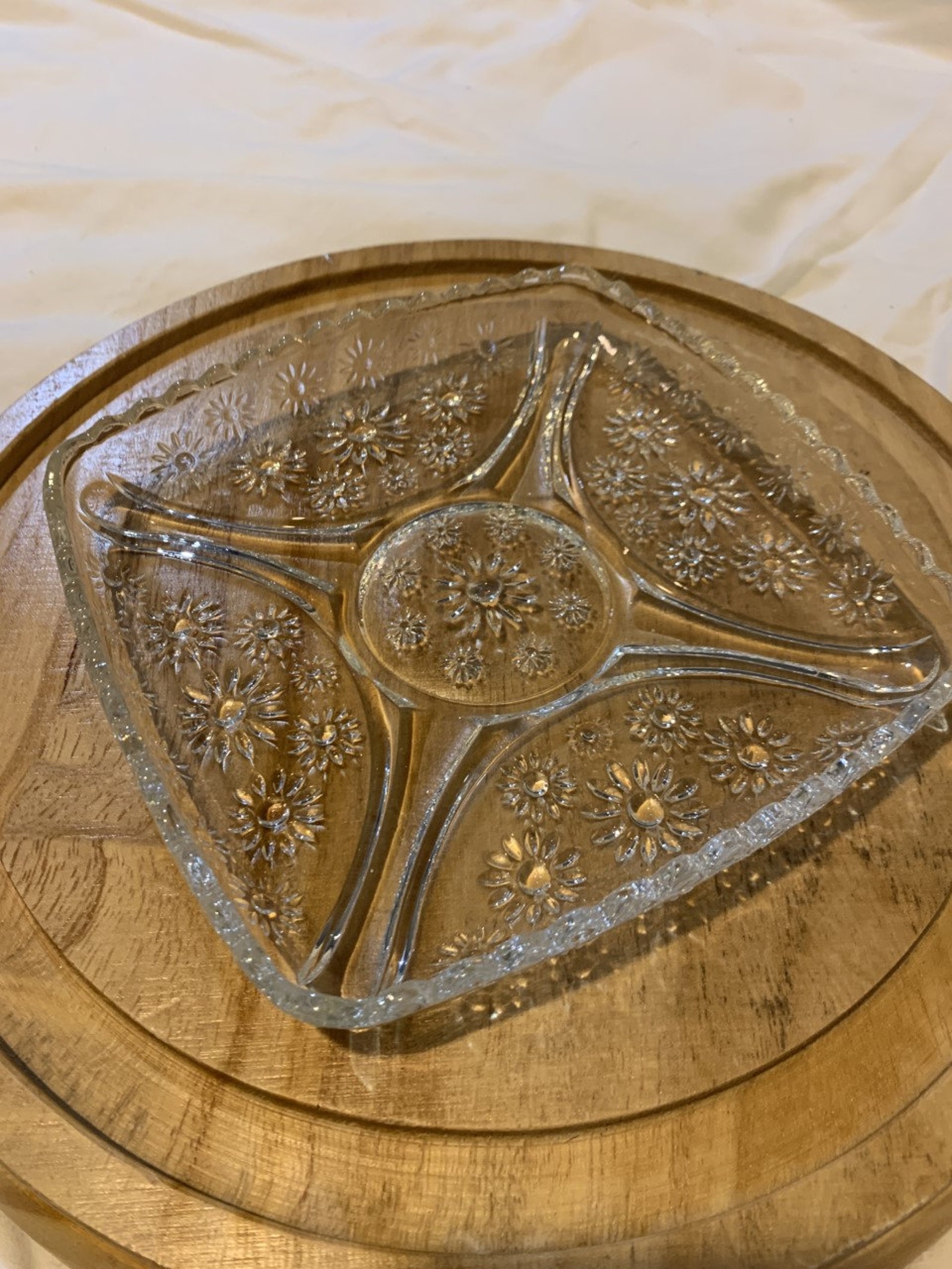 Set of 5 Vintage clear pressed glass sandwich plate dessert Etsy