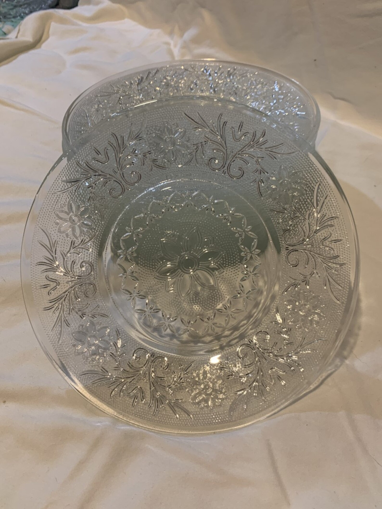 4 Anchor Hocking Sandwich Plates clear pressed glass. Etsy