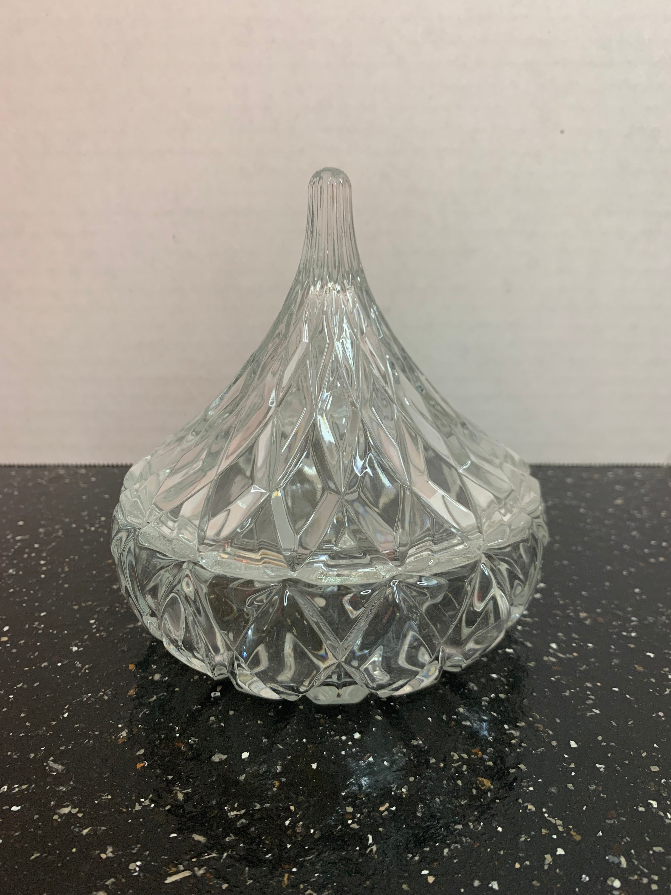Vintage clear cut glass candy dish with lid. Etsy