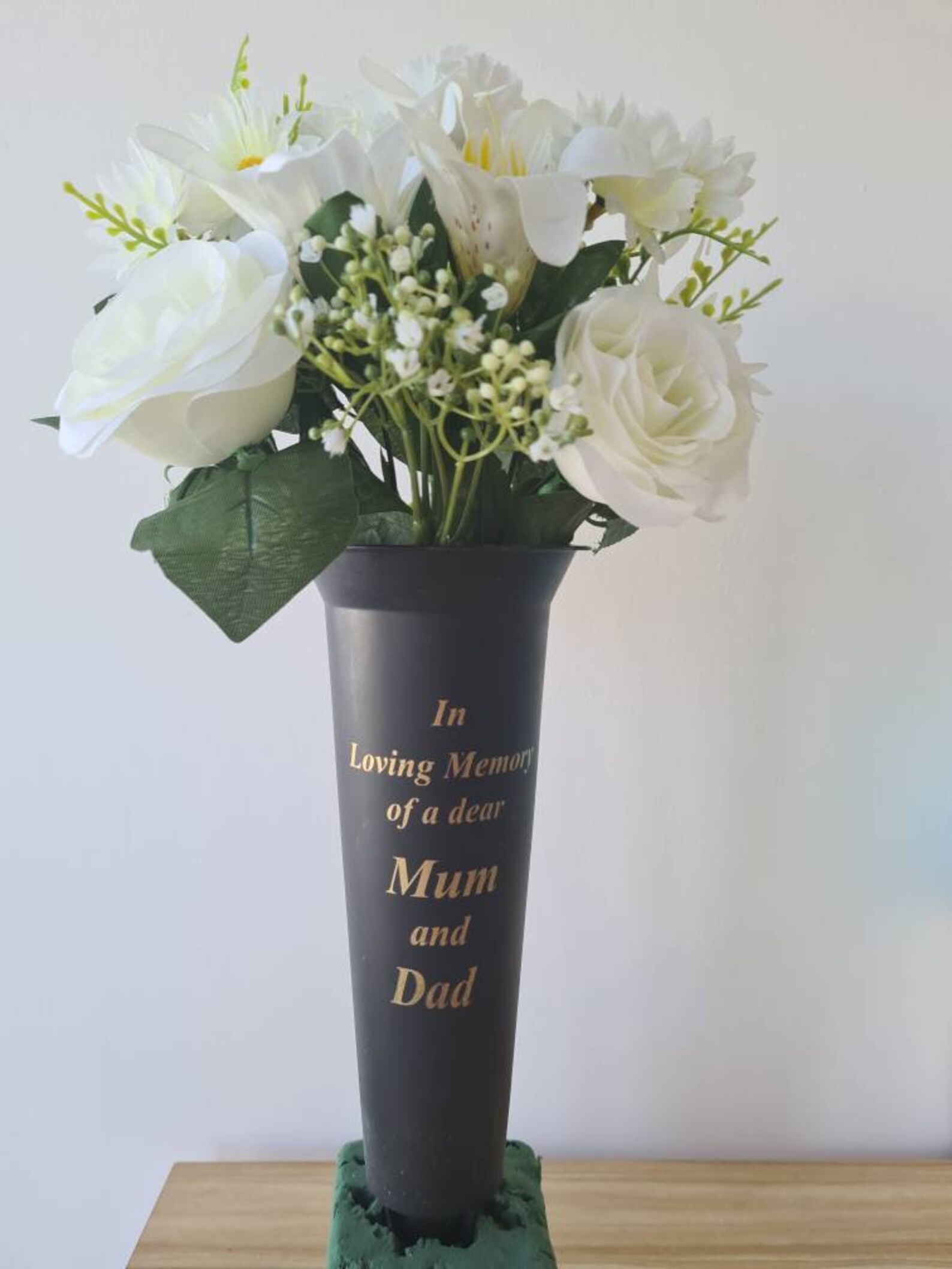 Graveside faux flower display in vase In Loving Memory Etsy