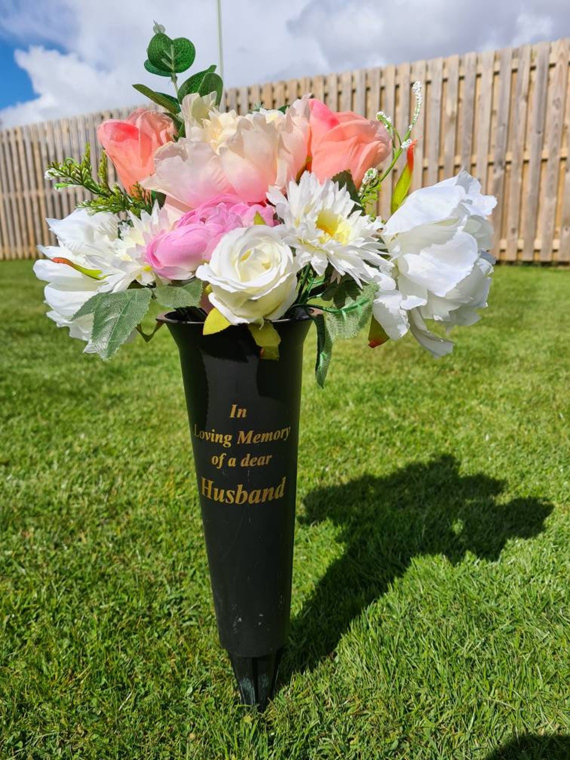 Memorial graveside floral display spiked vase. Etsy