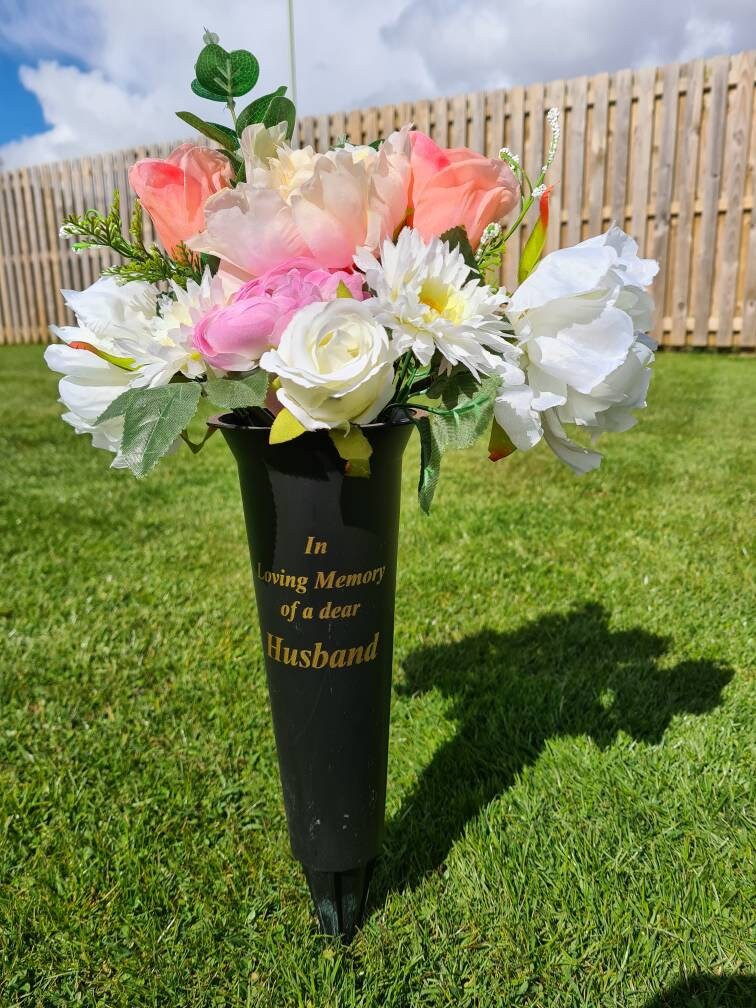 Memorial graveside floral display spiked vase. Etsy
