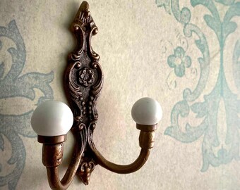 Coat Hook, Wall Hook, Antique Ceramic Decorative Hook , Cast Iron