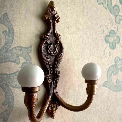 Patère, patère murale, CÉRAMIQUE blanche victorienne de style antique personnalisée, patère décorative en verre transparent, support mural pour porte-manteau