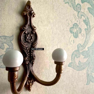 Coat hook, wall hook, Customized Antique style victorian CERAMIC, GREEN GLASS decorative hook , Coat Rack Wall Mount, French