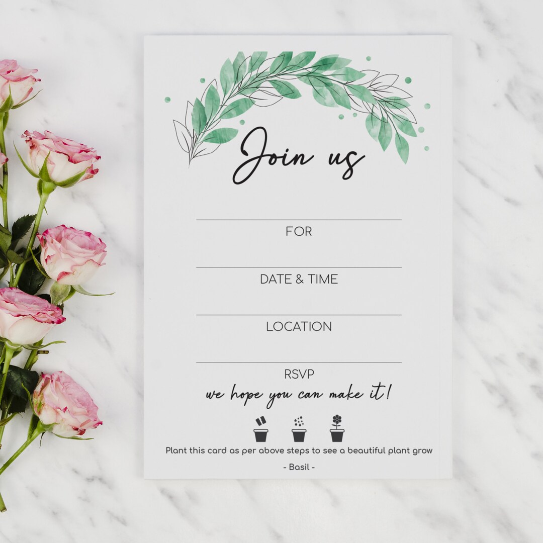 10 Pack Handmade Plantable Basil Seed Paper Invitation Cards Etsy