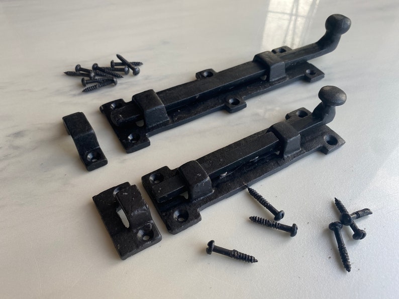 IRON Slide Bolt Door Latch in BURNT/WAX Finish Old Victorian Etsy