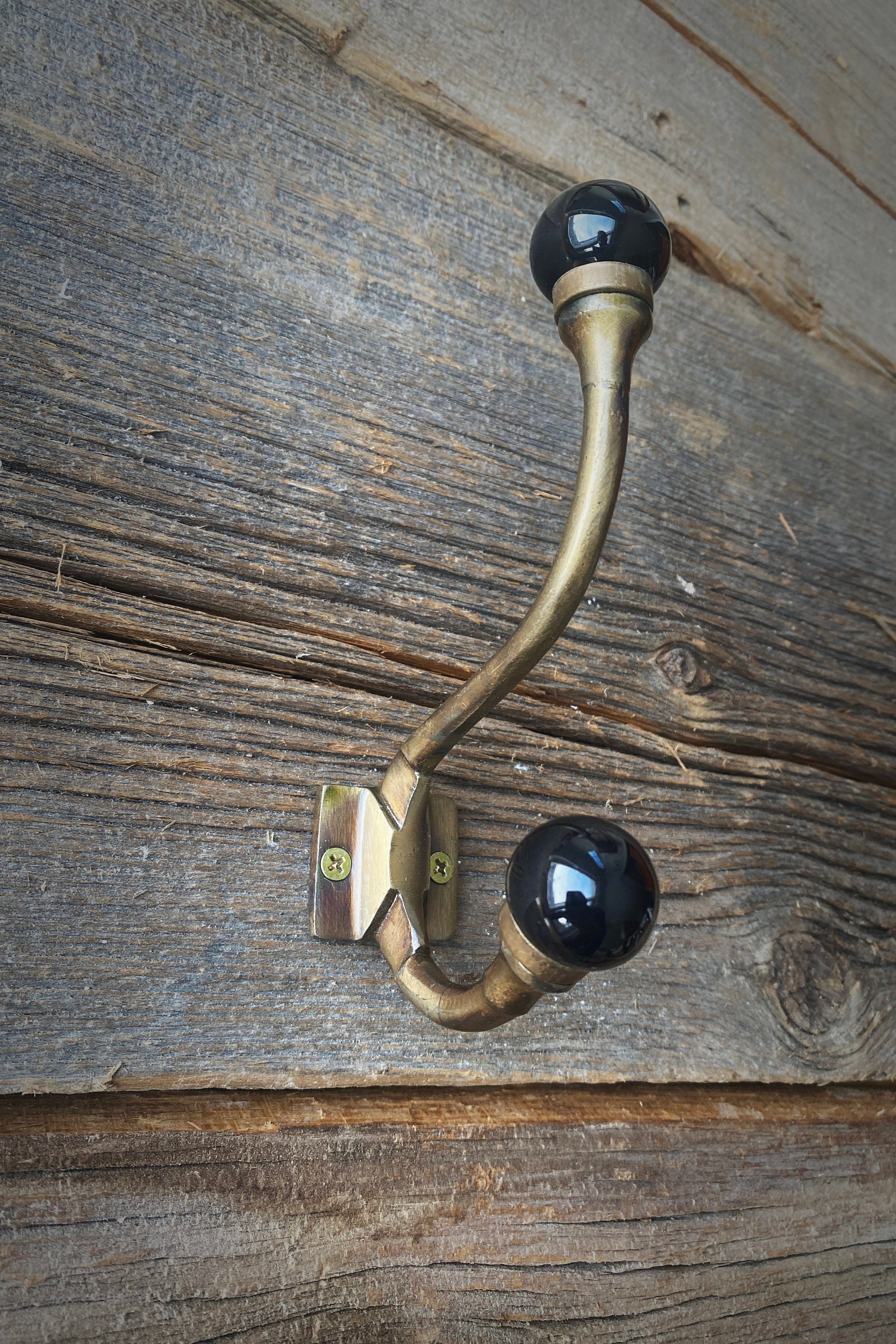 Coat Hook, Wall Hook, Antique Bronze & Ceramic Knob Black, Decorative Hook  , Cast Iron Hook, Style Hook, Vintage Hook, Victorian 