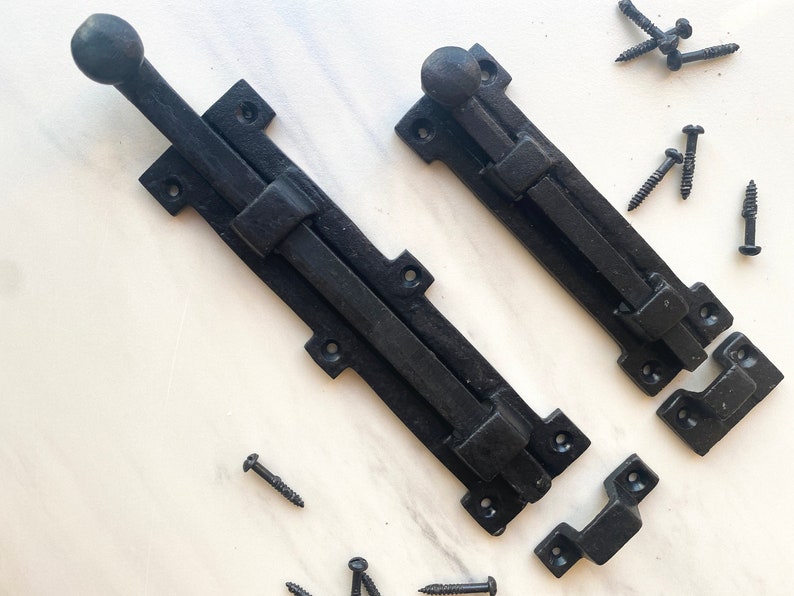 IRON Slide Bolt Door Latch in BURNT/WAX Finish Old Victorian Etsy