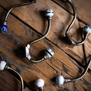 Hand-Painted Vintage Ceramic Coat Hooks, Antique Bronze Iron Wall Hooks, Decorative Rustic wall hooks