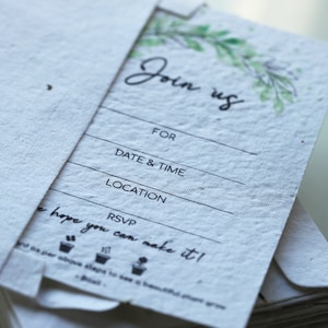 Lot de 10 faire-part avec graines à planter faits à la main pour les mariages, les réceptions nuptiales et les anniversaires.