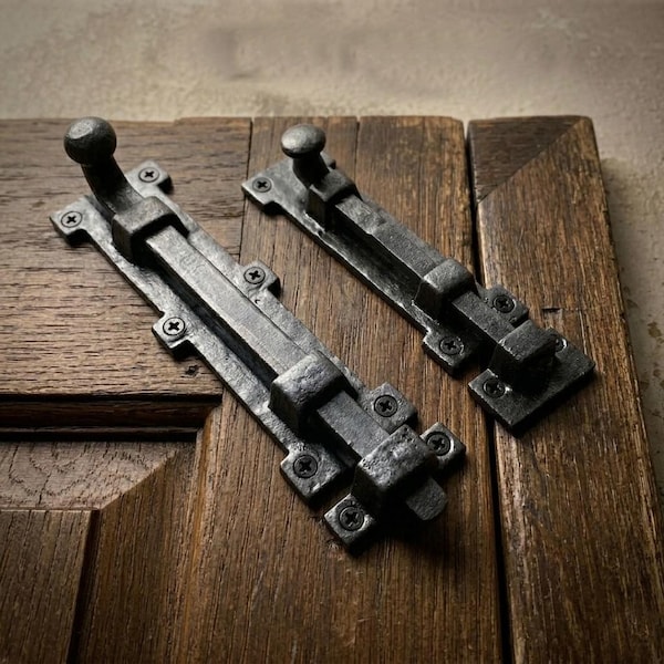 Victorian Cast Iron Slide Bolt Latch, Rustic Barn Door Latch, Antique Gate Bolt Lock, Farmhouse Door Hardware, Black Vintage Door Latch