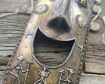 Handcrafted Metal Fusion Wall Mask by Aboriginal Artisans Metal Decorative Mask