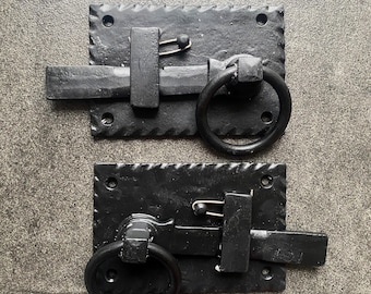 COTTAGE RING LATCH hand forged DOUBLE_COATED —powder-coated & burnt/wax finish English vintage country cottage.
