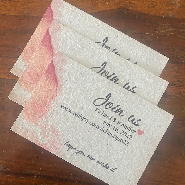 Personalisierte bepflanzbare Hochzeitseinladungs-Set, gesäte Papiereinladungen, gedruckte Einladung personalisiert 6 "x 10" bepflanzbar - braune Umschläge