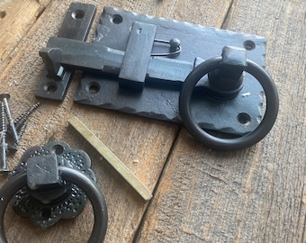 Cottage LATCH hand forged BURNT/WAX finish  rustic Wrought iron gate door latch vintage country cottage Gate Latch