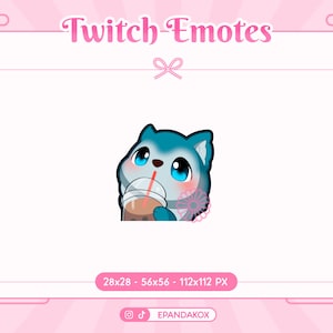 Wolf Drink Emote for Twitch, Wolf Emotes Twitch, Drink emotes, Stream Emotes, Bubble Tea Emotes, Reaction Emotes Twitch, Discord Drink Emote