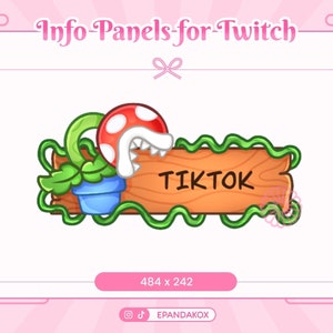 Peut inclure: Une image de dessin animé d'une plante verte avec un pot de fleurs rouge et blanc. La plante pousse sur une pancarte en bois qui dit "TIKTOK".