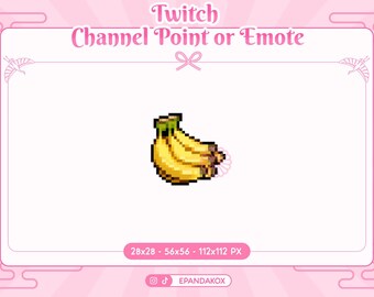 Banana Channel Points for Twitch, Banana pixel Emote, Pixel Fruit Emotes, Twitch channel points, 8 bit emotes, Twitch Rewards, Food Emotes