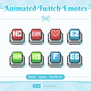 Animated Pixel Button emotes for Twitch, Animated key emotes, Pixel emotes, Twitch emotes pack, Stream emotes, 8 bit animated emotes, Pixel