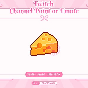 Cheese Emote Icon for Twitch, Cheese Channel Point, Cheese Emote, Food Channel Points, Cheese Twitch Rewards, 8 bit Cheese Emotes