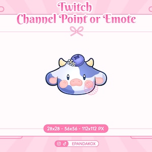 Cute Fruit Cow Emote Twitch,  Kawaii Cow Channel Point, Cow Emote for Stream, Cow Emote Discord, Brown Cow Channel Point, Channel Rewards