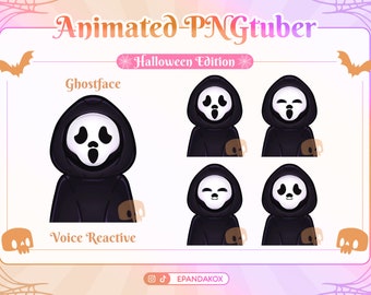 GhostFace PNGTuber Model for Twitch, Streaming Mascot, Mascot with Expressions Twitch, Reactive Voice, Vtuber, Halloween Pngtuber, Giftuber