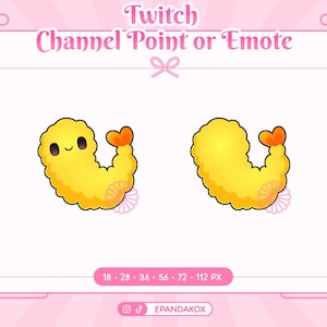 Pontos de canal de camarão maltratado Twitch, emote de camarão maltratado, emotes de camarão, emotes de camarão crocante, pontos de canal de comida, recompensas Twitch