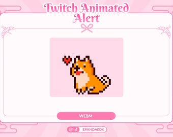 Pixel Shiba Inu Animated Twitch Alert, Cute Shiba Pet Stream Overlay, Kawaii Shiba Stream Alerts, Animated Pixel Alert Assets Twitch, 8 bit