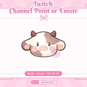 Cute Cow Emote for Twitch, Kawaii Cow Channel Point, Cow Emote for Stream, Cow Emote Discord, Brown Cow Channel Point, Channel Rewards