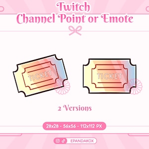 Ticket Channel Points for Twitch, Ticket Emotes, Movie Ticket, Ticket Emote, Ticket Channel Points, Movie Ticket Emote, Cute Channel points