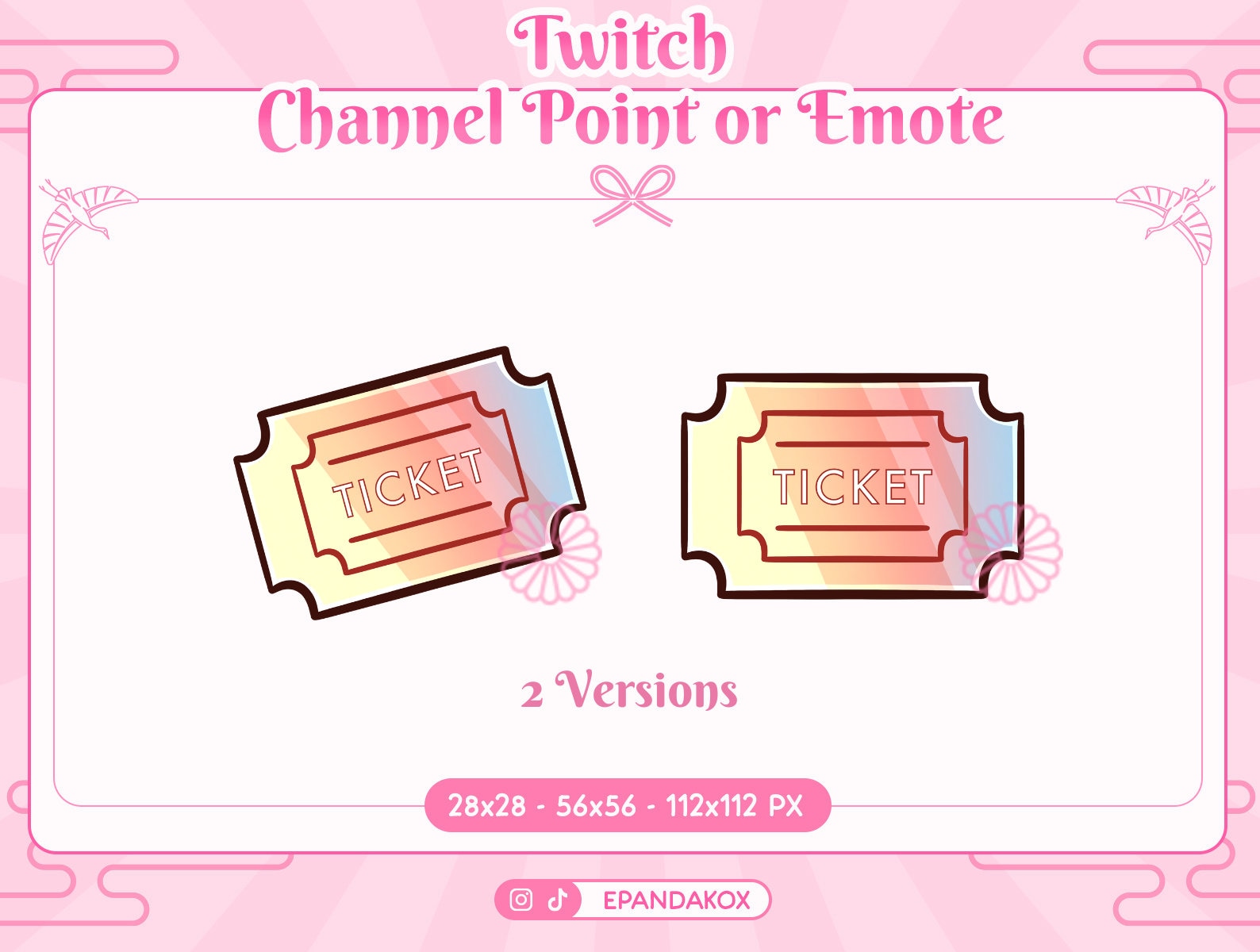 Ticket Channel Points for Twitch, Ticket Emotes, Movie Ticket, Ticket Emote, Ticket Channel Points, Movie Ticket Emote, Cute Channel points