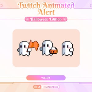 Pixel Halloween Ghost Animated Twitch Raid Alert, Cute Pet Raid Stream Overlay, Spooky Ghost Alerts, Spooky Animated Pixel Alert Assets