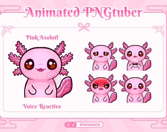 Axolotl PNGTuber Model for Twitch, Streaming Mascot, Mascot with Expressions Twitch, Reactive Voice, Vtuber, Cute Pngtuber, Axolotl Giftuber