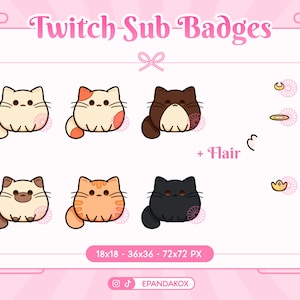 Kitten Sub Badges with Sub Badge Flair for Twitch/YouTube/Discord, Bit Badges, Twitch Cat Badges, Stream, Discord Roles, Twitch Graphics