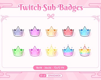 Crown Sub Badges for Twitch, Bit Badges, Twitch Sub Badges, Royal Tiara Badges, Royal Sub badges, Chivalry Sub badges, Discord Roles Badges