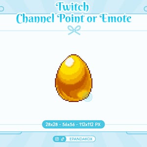 Pixel Golden Egg Channel Points for Twitch, Twitch Channel Point Icon, Twitch Pixel Emotes, Stream emotes,  Twitch Rewards, Golden Egg Emote