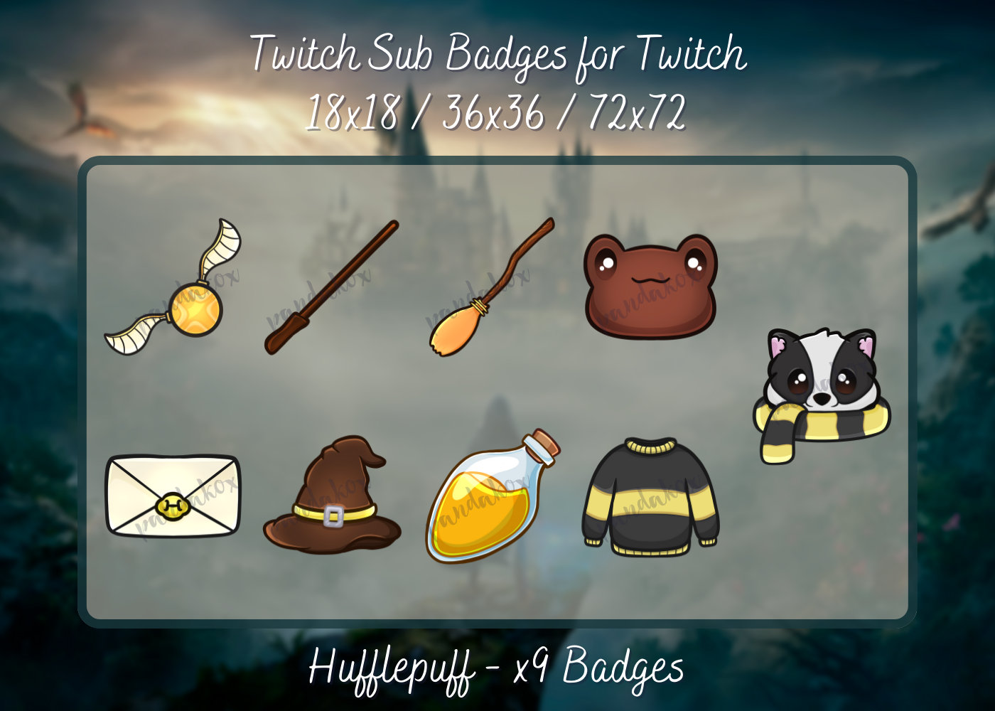 Magic Houses Badges Pack for Twitch, Hufflepuff Twitch Sub Badges ...