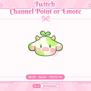 Cute Sprout Cow Emote Twitch,  Kawaii Cow Channel Point, Cow Emote for Stream, Cow Emote Discord, Brown Cow Channel Point, Channel Rewards