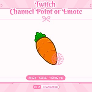 Carrot Twitch channel points, Twitch Food Icon Reward, Emotes for Twitch, Food Emotes for Stream, Cute Carrot emote, Food Channel points
