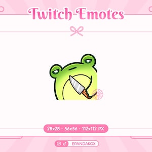 Killer Frog Emote for Twitch, Frog emotes, Expression Emotes, Kawaii Frog Emote, Stream Emotes, Frog with Knife Emote, Assassin Frog Emote