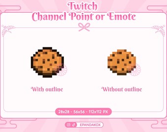 Cookie Channel Point Twitch, Cookie Badges, Pixel Channel Point, Food Channel Points, 8 bit channel points, Twitch Rewards, Pixel Cookie