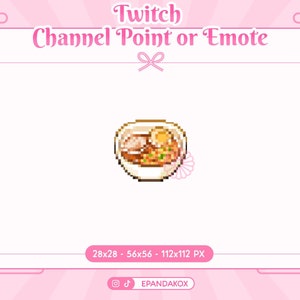 Ramen channel points for Twitch, Ramen emote for Stream, Pixel emotes for Twitch, Sushi emotes, 8-bit emotes, Japanese Food Channel points