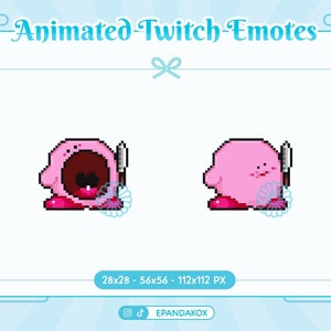 Pop Kirby Animated Emote for Twitch, Animated Pop emote, Knife emote, Kirby Emotes, Cute Animated Emotes, Discord animated emotes, Kirby Pop
