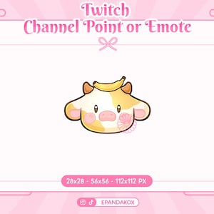 Cute Fruit Cow Emote Twitch,  Kawaii Cow Channel Point, Cow Emote for Stream, Cow Emote Discord, Brown Cow Channel Point, Channel Rewards