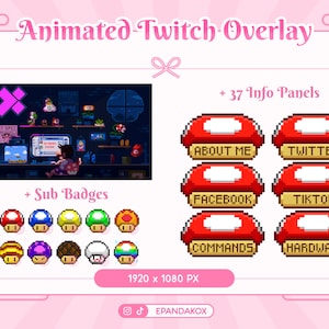 Animated Mario Bros Scenes Pack Twitch, Animated Twitch Overlay Pack, Pixel Scenes Twitch, Animated Twitch Bundle, Animated Stream Decoratio